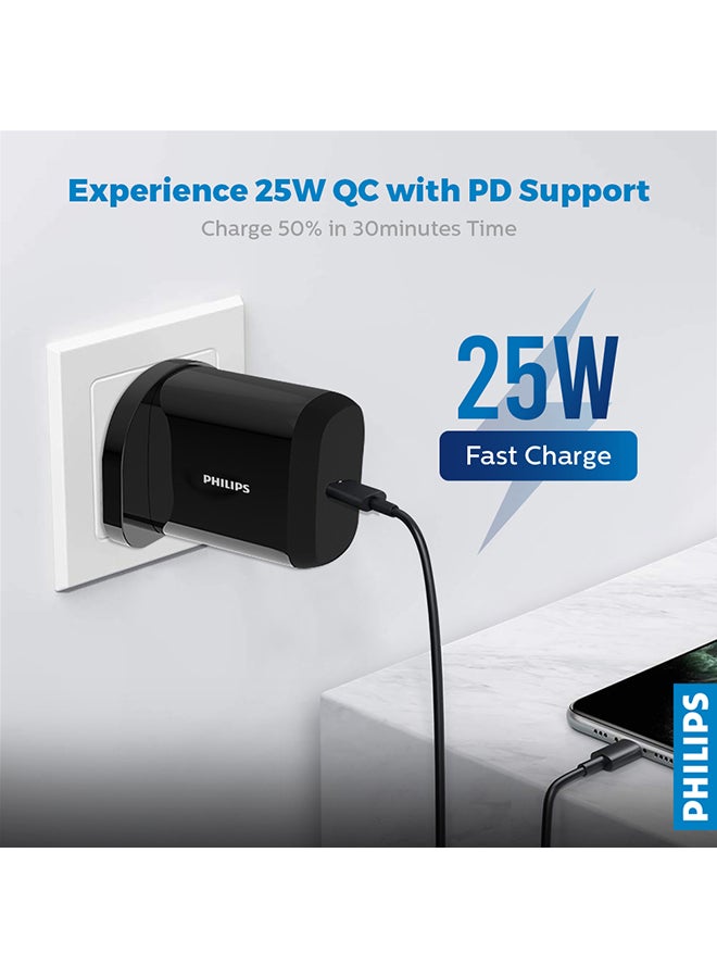 Philips 25W Fast Charging Wall Charger With PD+PPS Support Black  - Image 4