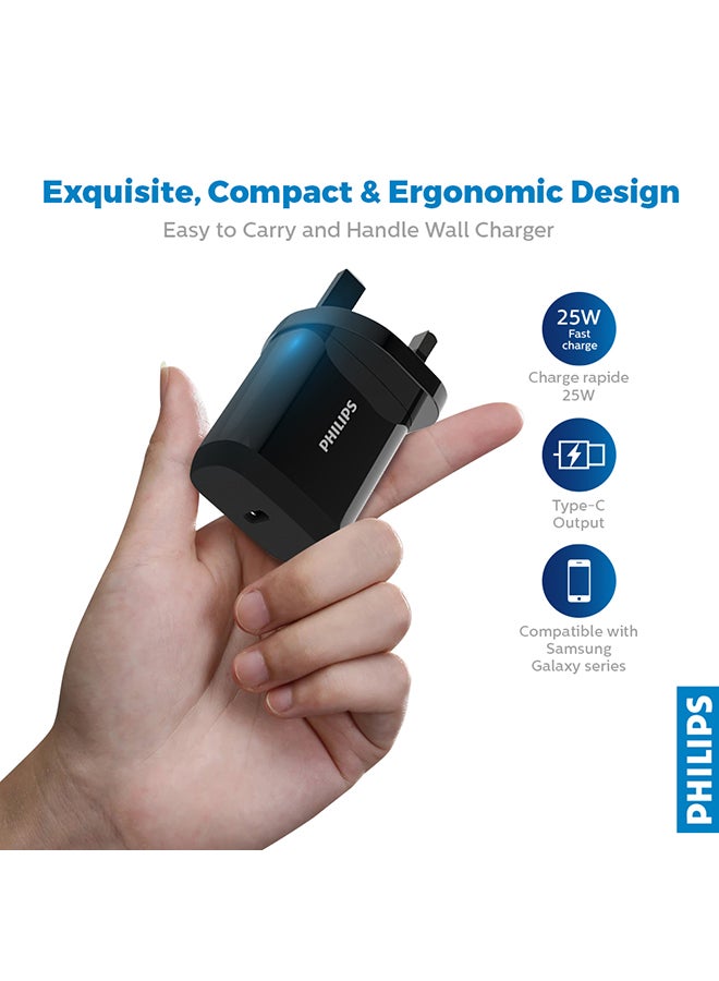 Philips 25W Fast Charging Wall Charger With PD+PPS Support Black  - Image 5