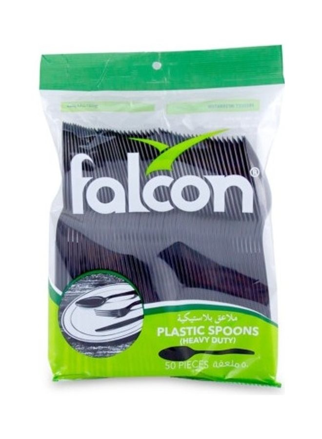 Falcon Plastic Table Spoon HD (1 Pack x 50 Pieces) Black  - Image 1