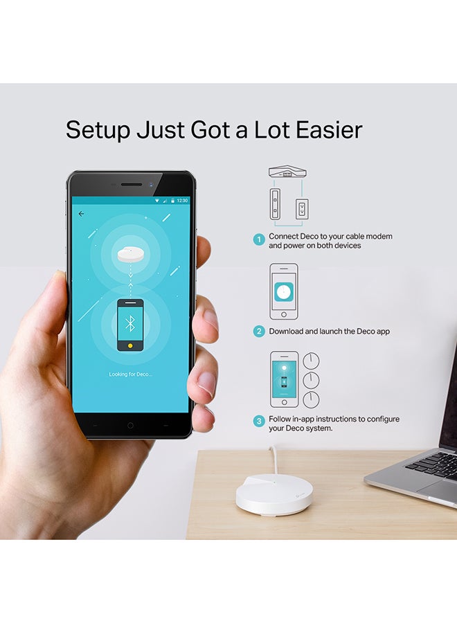 TP-LINK - Deco M5 (3-Pack) AC1300 Dual-Band Whole Home Mesh WiFi System, Coverage for 3-5 Bedroom Houses, 100 Devices Connectivity, Built-in Antivirus, Router/Extender Replacement, Parental Controls, Works with Alexa White - Image 1