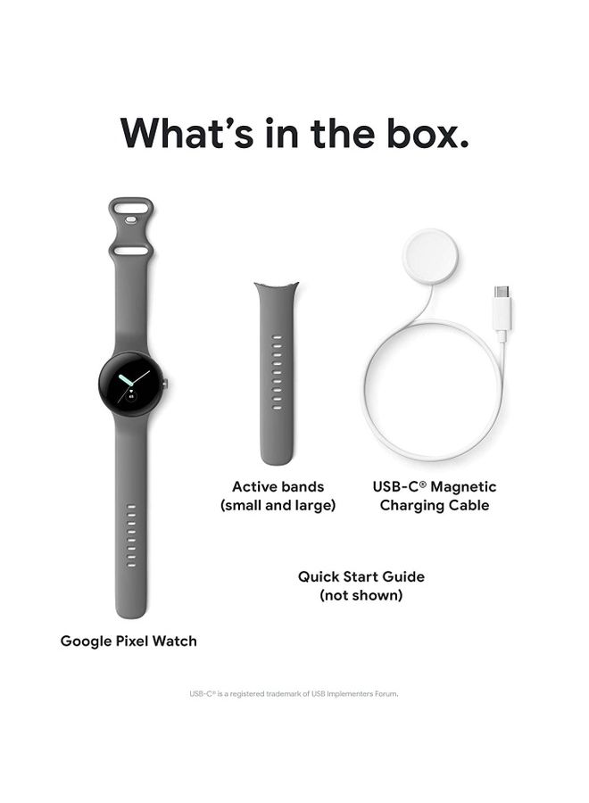 Google - Pixel Android Smartwatch With Fitbit Activity Tracking Heart Rate Stainless Steel Case Obsidian Active Band WiFi Black - Image 1