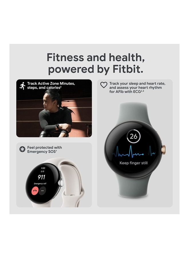 Google - Pixel Android Smartwatch With Fitbit Activity Tracking Heart Rate Stainless Steel Case Obsidian Active Band WiFi Black - Image 1