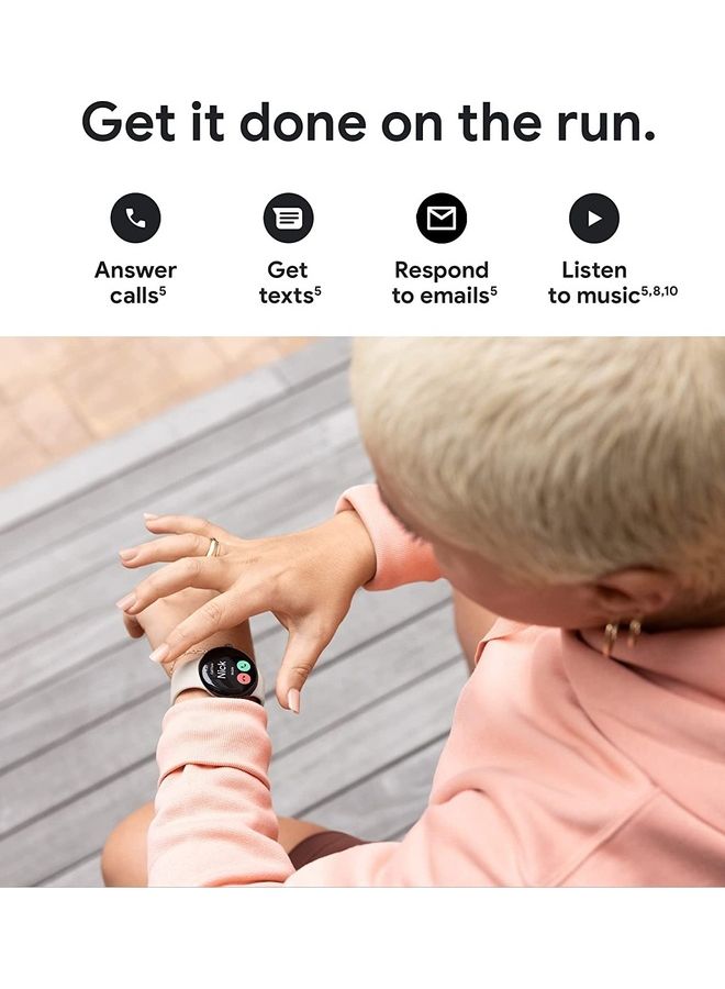 Google - Pixel Android Smartwatch With Fitbit Activity Tracking Heart Rate Stainless Steel Case Obsidian Active Band WiFi Black - Image 1