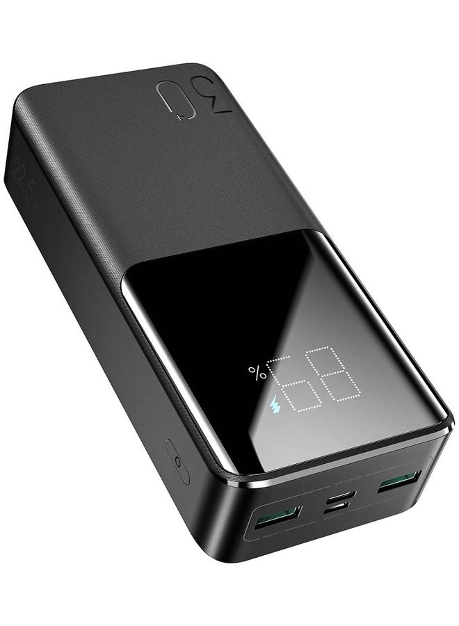 JOYROOM 30000 mAh 30000mAh 2 Input 3 Output Power Bank Big LED Display PD 3.0 QC 3.0 External Battery Charger Black 