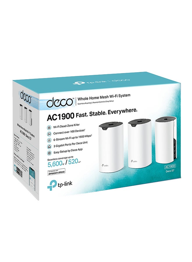 TP-LINK - Deco S7 Whole Home Mesh System, Dual-Band with Gigabit Ports, Coverage up to 5,600 ft2, Connect up to 100 devices, 1.2 GHz Dual-Core CPU, HomeShield Security, Pack of 3 white - Image 1