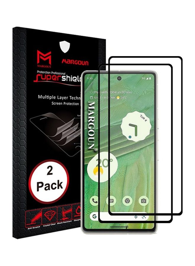MARGOUN 2 Pack Screen Protector Tempered Glass 9H Anti-Scratch Shatterproof HD Edge to Edge Full Coverage Film  For Google Pixel 7 6.3 Inch Clear/Black - Image 1