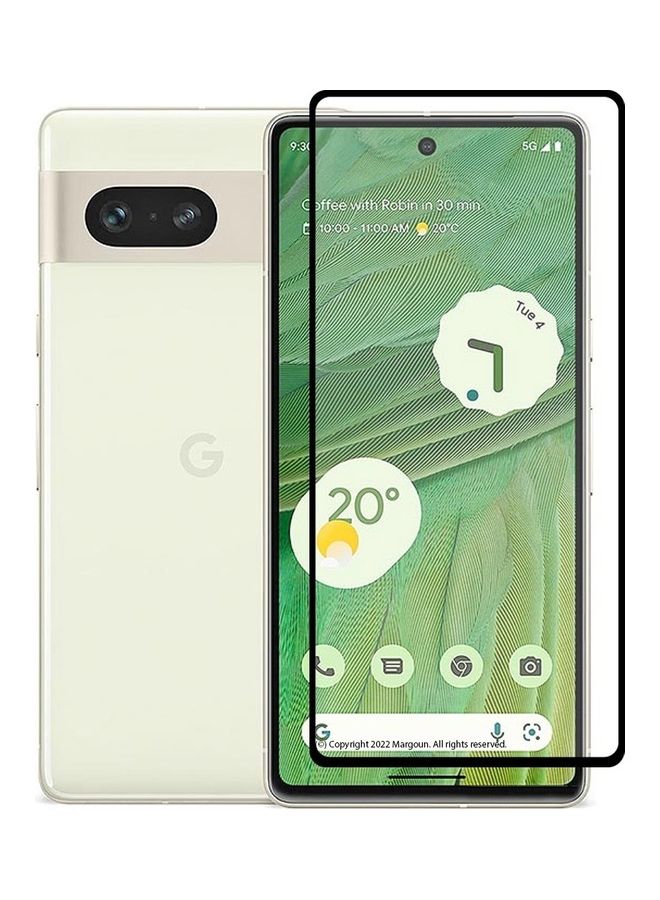 MARGOUN - Google Pixel 7 Screen Protector Tempered Glass 9H Anti-Scratch Shatterproof HD Edge to Edge Full Coverage Film 6.3 Inch Clear/Black - Image 1