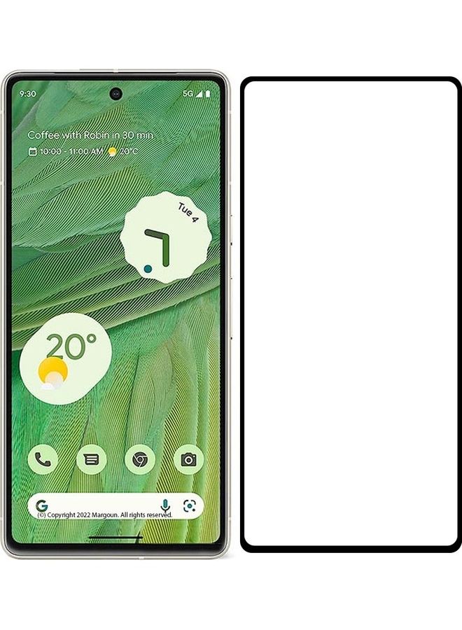 MARGOUN - Google Pixel 7 Screen Protector Tempered Glass 9H Anti-Scratch Shatterproof HD Edge to Edge Full Coverage Film 6.3 Inch Clear/Black - Image 1