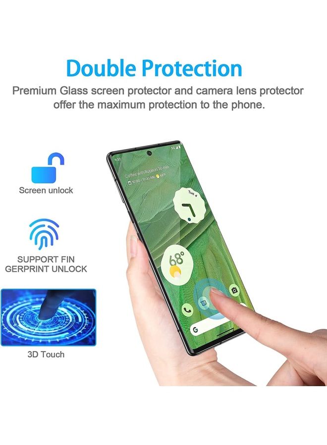 MARGOUN - Google Pixel 7 Screen Protector Tempered Glass 9H Anti-Scratch Shatterproof HD Edge to Edge Full Coverage Film 6.3 Inch Clear/Black - Image 1