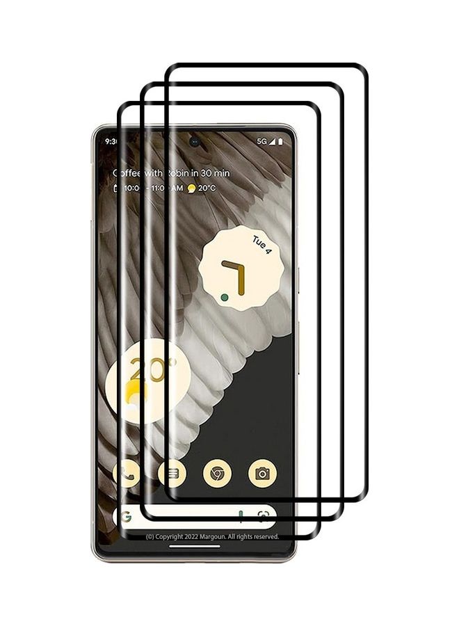 MARGOUN 3 Pack Tempered Glass 9H Anti-Scratch Shatterproof HD Edge to Edge Full Coverage Film Screen Protector For Google Pixel 7 Pro 6.7 inch Clear/Black  - Image 2