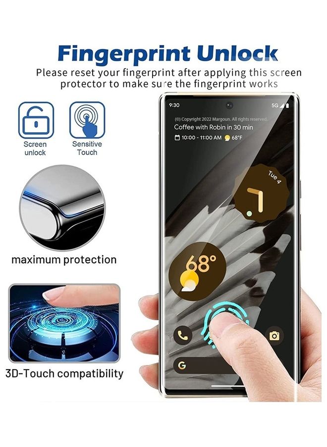 MARGOUN 3 Pack Tempered Glass 9H Anti-Scratch Shatterproof HD Edge to Edge Full Coverage Film Screen Protector For Google Pixel 7 Pro 6.7 inch Clear/Black  - Image 5