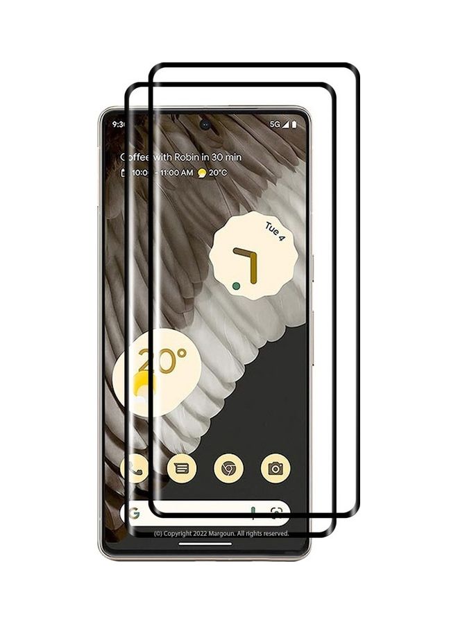 MARGOUN 2 Pack Tempered Glass 9H Anti-Scratch Shatterproof HD Edge to Edge Full Coverage Film Screen Protector For Google Pixel 7 Pro 6.7 inch Clear/Black  - Image 2