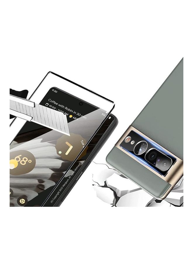 MARGOUN 2 Pack Tempered Glass 9H Anti-Scratch Shatterproof HD Edge to Edge Full Coverage Film Screen Protector For Google Pixel 7 Pro 6.7 inch Clear/Black  - Image 4