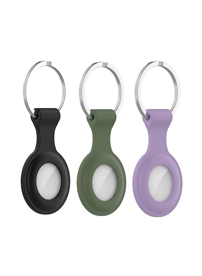 FITME - 3-Piece Silicone Long Case Set for Apple AirTag Green/Black/Purple - Image 1