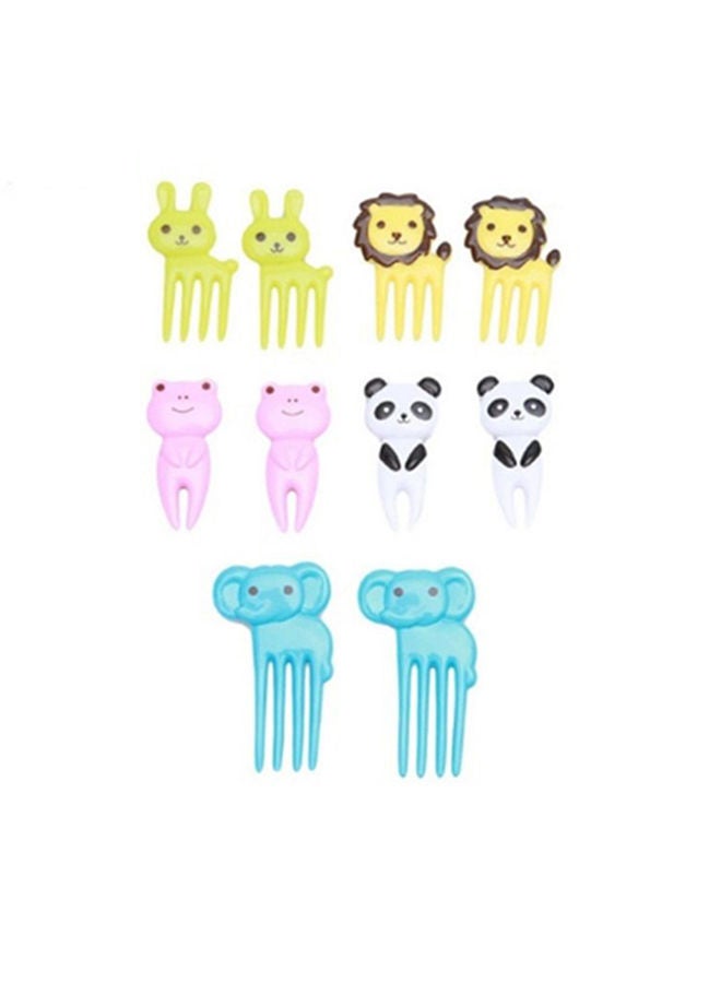 10-Piece Mini Cartoon Animal Fruit Forks Set - Image 1