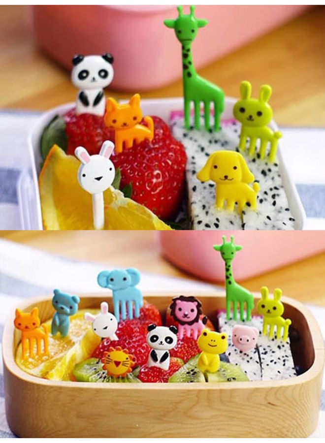 10-Piece Mini Cartoon Animal Fruit Forks Set - Image 3