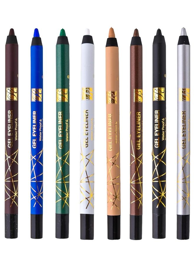 8 Piece Gel Eyeliner Waterproof Multicolour