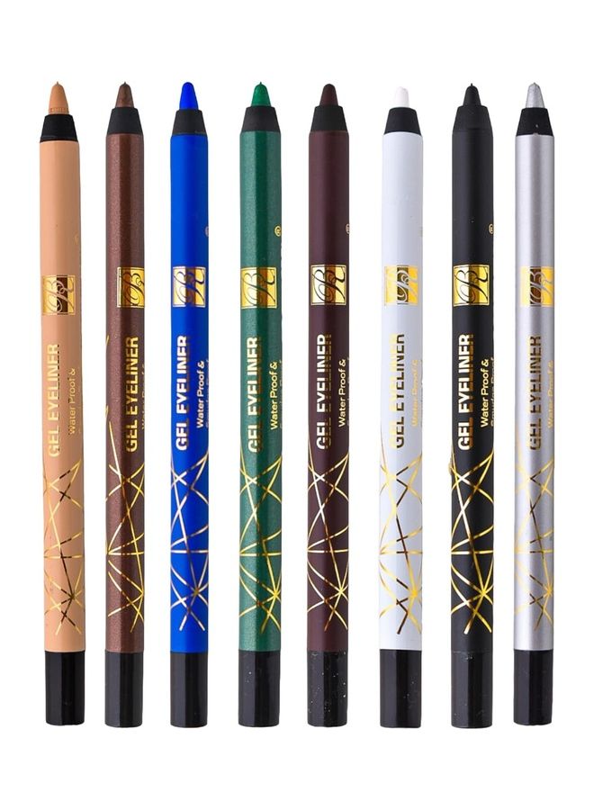 8 Piece Gel Eyeliner Waterproof Multicolour