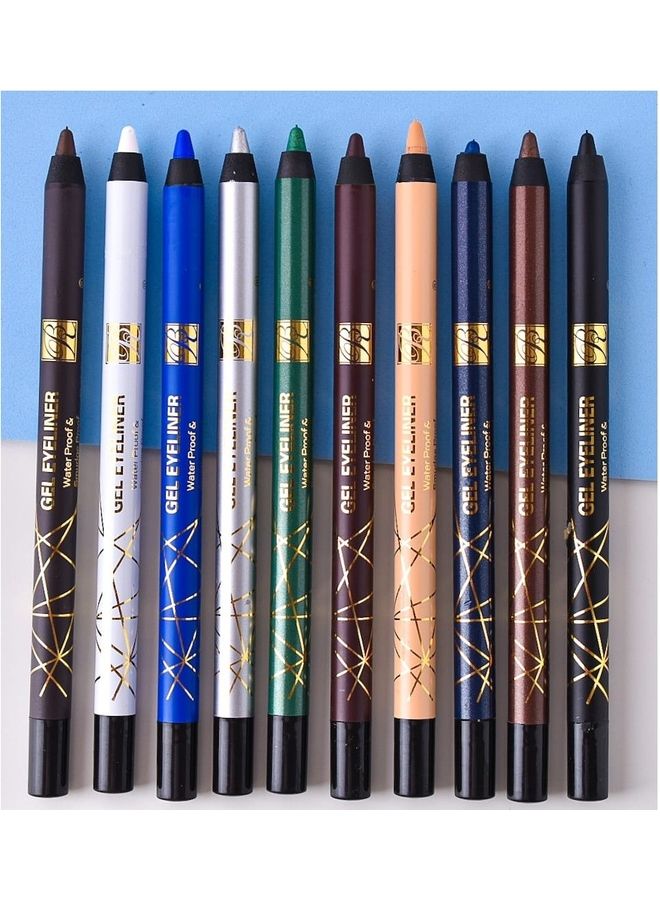 8 Piece Gel Eyeliner Waterproof Multicolour