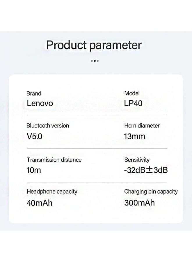 Lenovo - Lenovo LP40 TWS Wireless Earbuds Bluetooth Touch Control Sports Earbuds Android Phone Stereo Headphone - white - Image 1