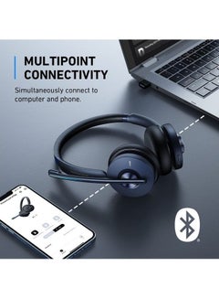 ساوند كور سماعة Anker PowerConf H700 مع حامل شحن وميكروفون وخاصية إلغاء الضوضاء النشطة وتسجيل الصوت ونسخ الاجتماعات ومكالمات معززة بالذكاء الاصطناعي ومتوافقة مع منصات المؤتمرات  - Image 4