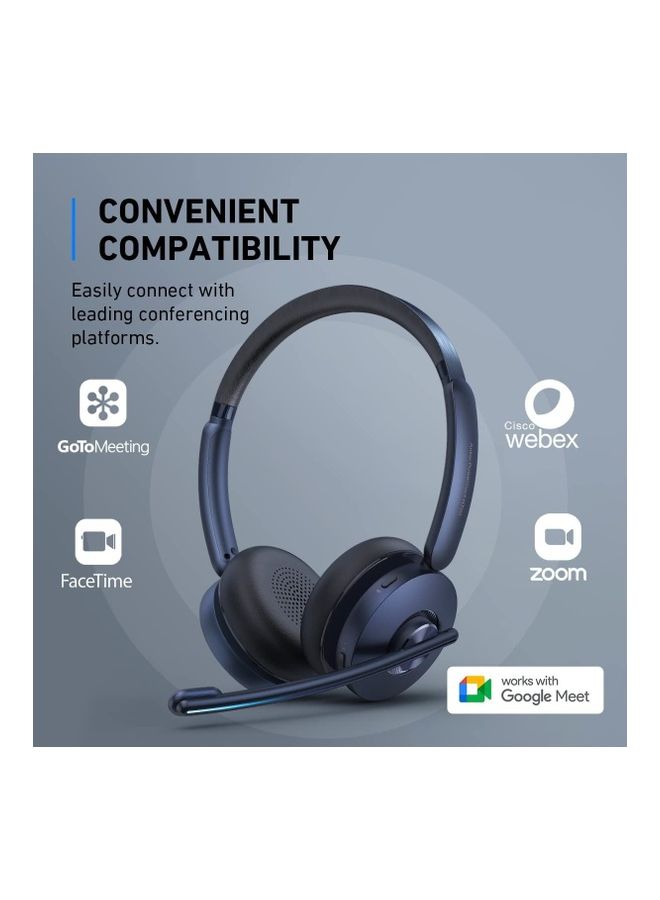 ساوند كور - سماعة Anker PowerConf H700 مع حامل شحن وميكروفون وخاصية إلغاء الضوضاء النشطة وتسجيل الصوت ونسخ الاجتماعات ومكالمات معززة بالذكاء الاصطناعي ومتوافقة مع منصات المؤتمرات - Image 1