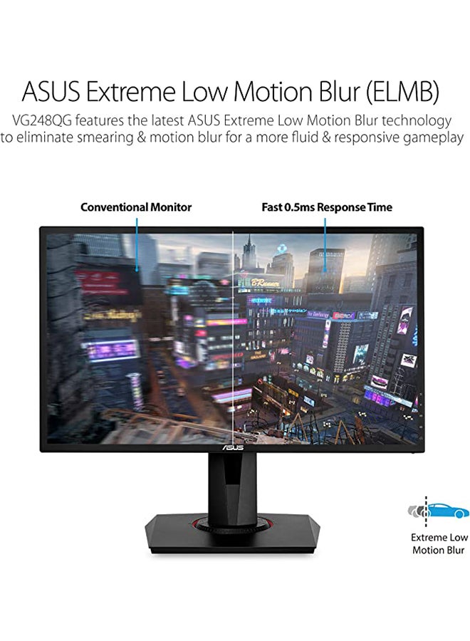 ASUS - VG248QG eSports Gaming Monitor With 24 Inch FHD (1920X1080), 165 Hz, 1ms Response time, AMD FreeSync + Nvidia G-Sync, DisplayPort + HDMI + DVI-D Ports, WLED/TN Black - Image 1