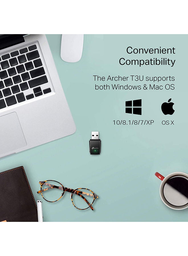TP-LINK - Archer T3U AC1300 Mini Wireless MU-MIMO USB Adapter Black/Silver/Green - Image 1