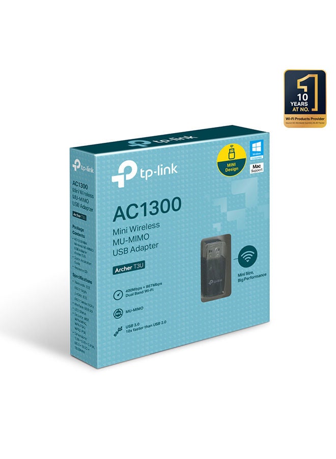 TP-LINK - Archer T3U AC1300 Mini Wireless MU-MIMO USB Adapter Black/Silver/Green - Image 1