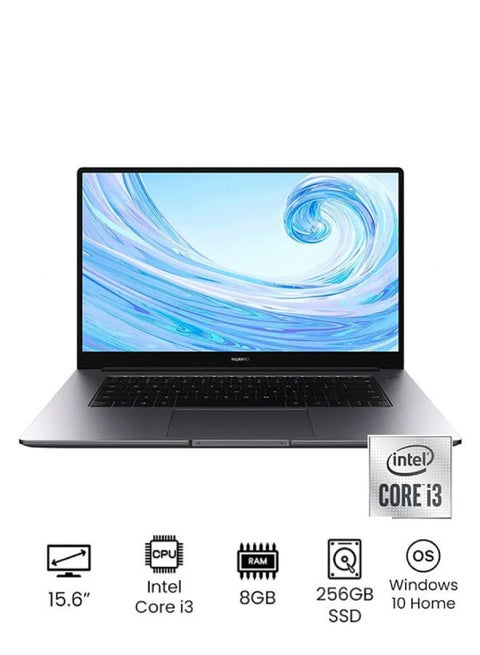 MateBook D15 2021 Laptop With 15.6" Full HD Display, 10th Gen Intel Core i3-10110U / 8GB RAM / 256GB SSD / Windows 10 Home /International Version English Space Grey