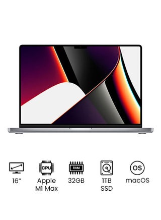 MacBook Pro MK1A3 شاشة Liquid Retina XDR مقاس 16 بوصة مع شريحة Apple M1 Max مع وحدة معالجة مركزية 10 أنوية ووحدة معالجة رسومية 32 نواة وذاكرة وصول عشوائي 32 جيجابايت ومحرك أقراص SSD سعة 1 تيرابايت ولوحة مفاتيح إنجليزية - v1669040918/N51448734A_1