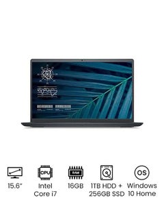 Vostro 3510 (Upgraded Version) Laptop With 15.6 Inch Full HD Display, 11th Gen Intel Core i7-1165G7/1TB HDD+256GB SSD/16 GB RAM/Intergrated Graphic/Windows 10 Home/ /International Version/ English/Arabic Grey