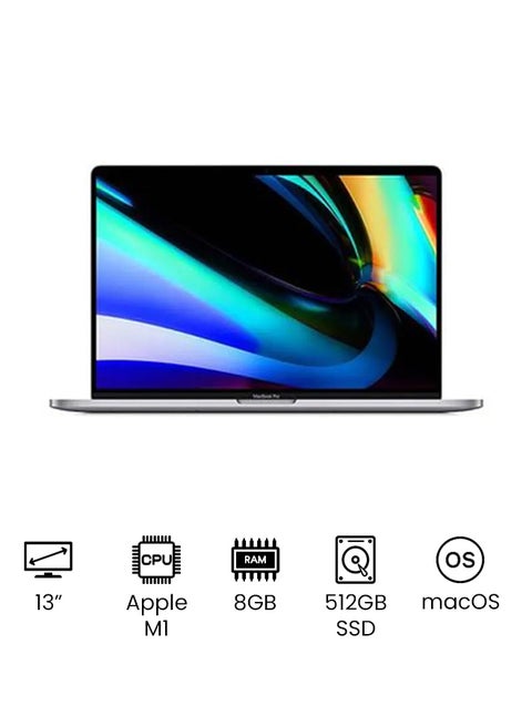 Macbook Pro 13" FHD Display, Apple M1 Chip With 8-Core Processor and 8-Core Graphics / 8GB RAM / 512GB SSD /  mac OS / English Space Grey