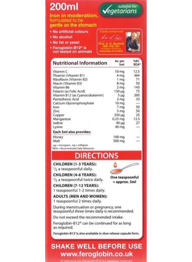Vitabiotics Feroglobin Liquid 200ml - Image 3