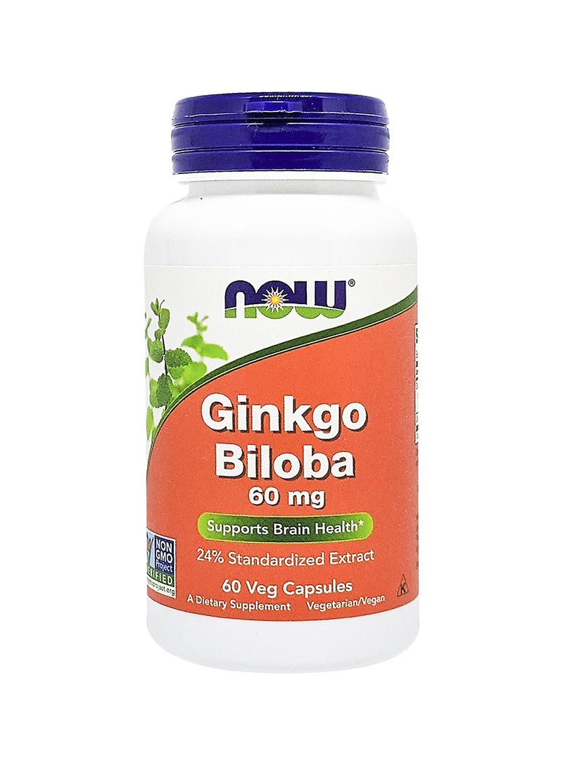 Now Foods Ginkgo Biloba 60 Mg 60 Veg Capsules - Image 1