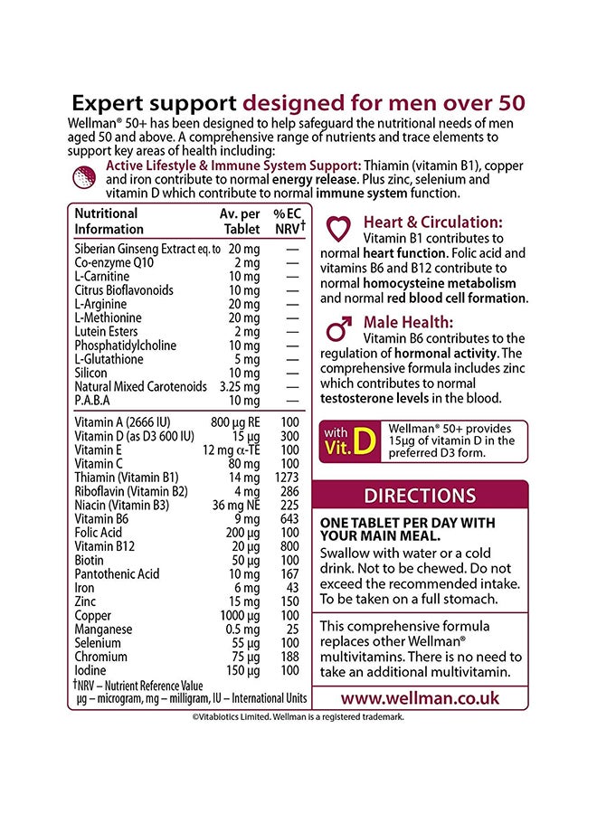 Vitabiotics Wellman 50+ 30 Tablets - Image 4