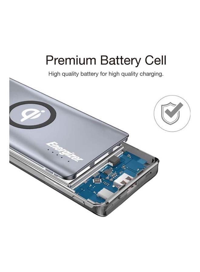 Energizer - 10000.0 mAh 10000 mAh Ultimate Qi Wireless Charger Power Bank, Fast Charging For iPhones and Android Devices, Dual Inputs and Outputs, USB-C Power Delivery 3.0 and Normal USB Grey - Image 1