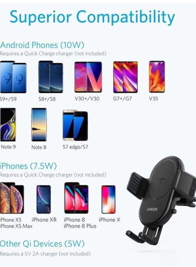 Anker - PowerWave 7.5 Car Charger With Air Vent Phone Holder Black - Image 1