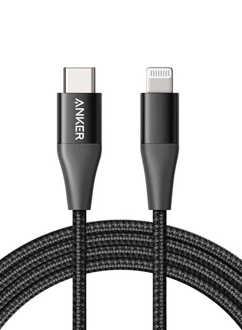 6ft Apple MFi Certified USB C to Lightning Cable Powerline+ II Nylon Braided Cable for iPhone 14/14 Plus/14 Pro/14 Pro Max/13/12/11/X Series, Supports Power Delivery Black