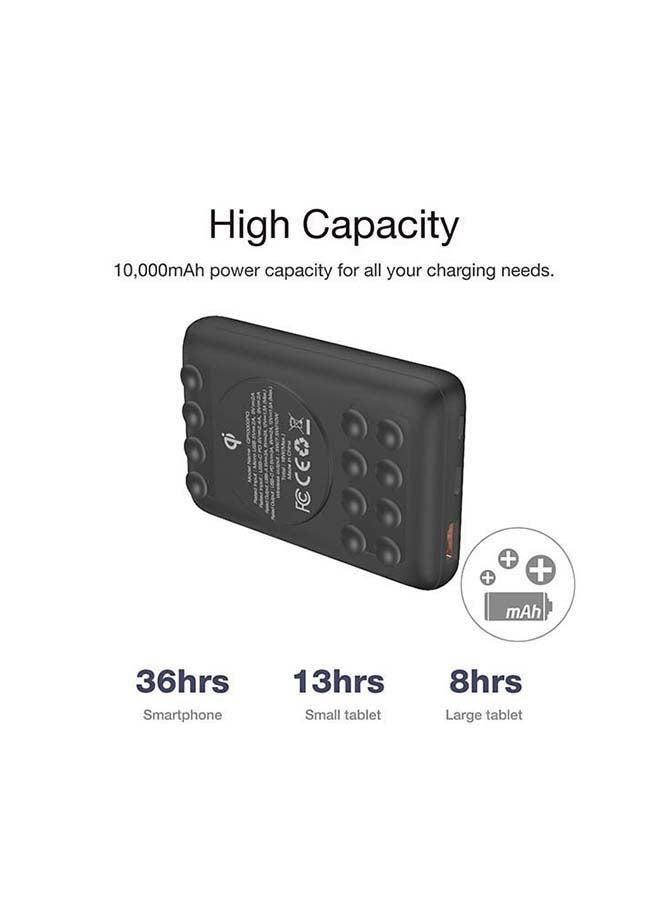 Energizer - 10000 mAh Utimate Wireless Power Bank Fast Charge With Suction Cup, USB-A Output And Power Delivery Output For IOS and Android devices, Dual Inputs - Micro USB And Type-C, 18W Black - Image 1