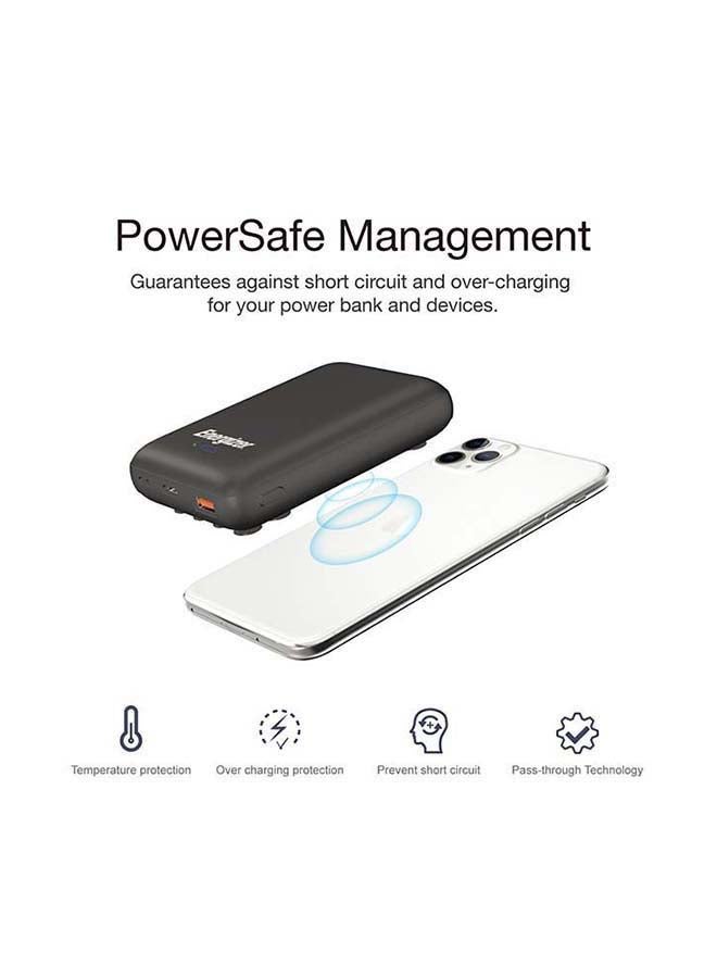 Energizer - 10000 mAh Utimate Wireless Power Bank Fast Charge With Suction Cup, USB-A Output And Power Delivery Output For IOS and Android devices, Dual Inputs - Micro USB And Type-C, 18W Black - Image 1
