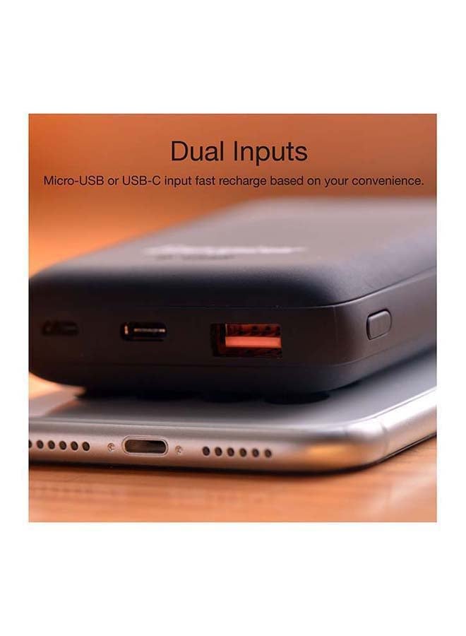 Energizer - 10000 mAh Utimate Wireless Power Bank Fast Charge With Suction Cup, USB-A Output And Power Delivery Output For IOS and Android devices, Dual Inputs - Micro USB And Type-C, 18W Black - Image 1