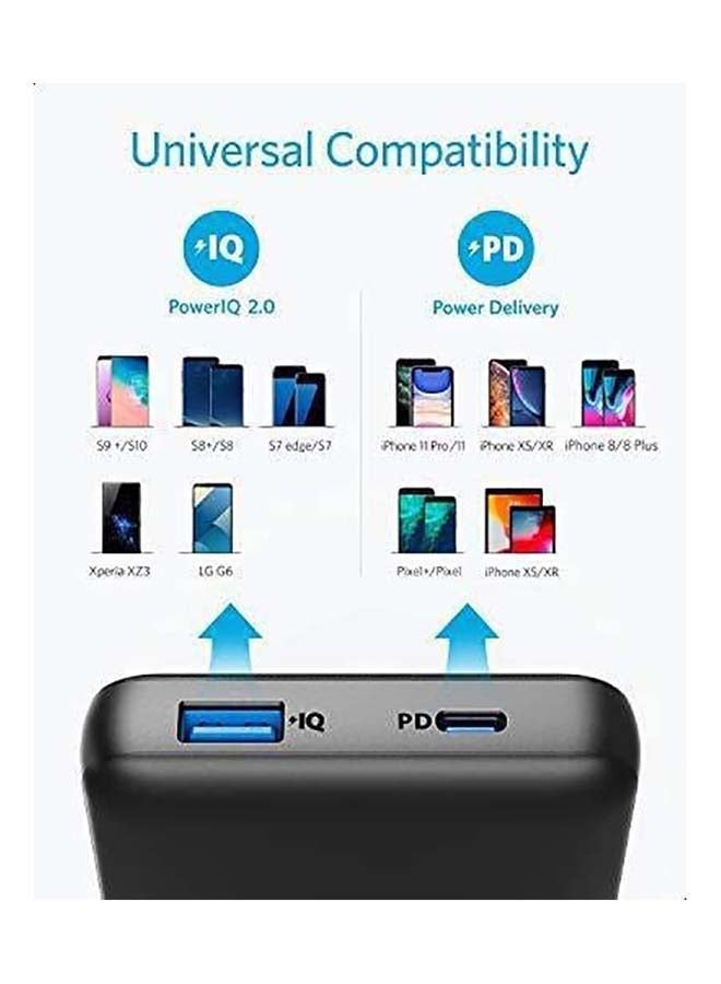 Power Bank, PowerCore Essential 20000mAh Portable Charger with PowerIQ Technology and USB-C (Input Only), High-Capacity External Battery Pack Compatible with iPhone, Samsung, iPad, and More 20 watt Black 