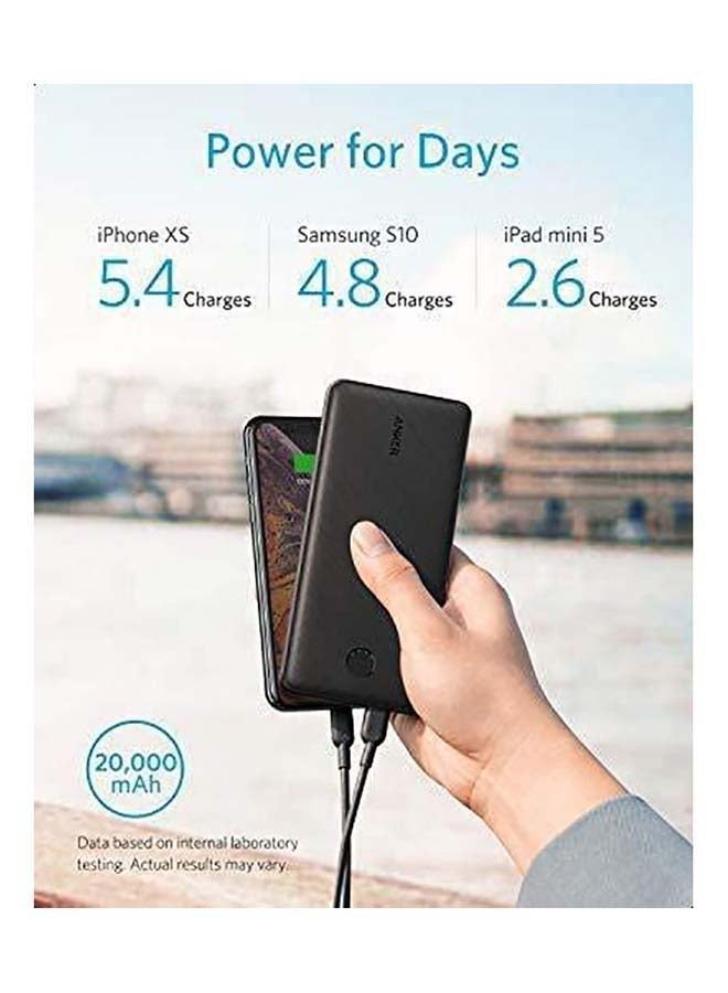 Anker - Power Bank, PowerCore Essential 20000mAh Portable Charger with PowerIQ Technology and USB-C (Input Only), High-Capacity External Battery Pack Compatible with iPhone, Samsung, iPad, and More 20 watt Black - Image 1
