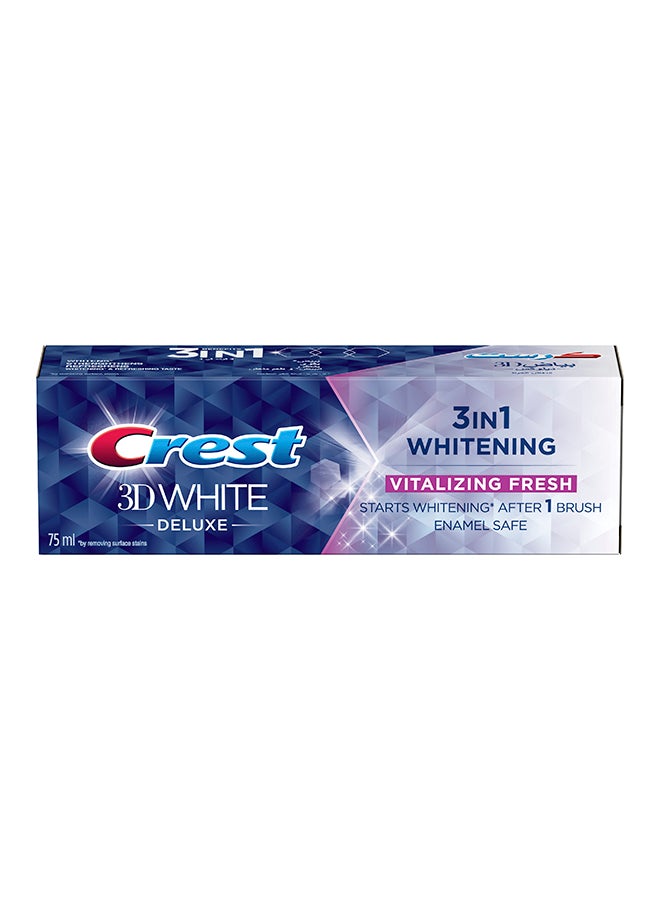 Crest - Crest 3D Deluxe Vitalizing Fresh, Enamel Safe Toothpaste 75ml - Image 1