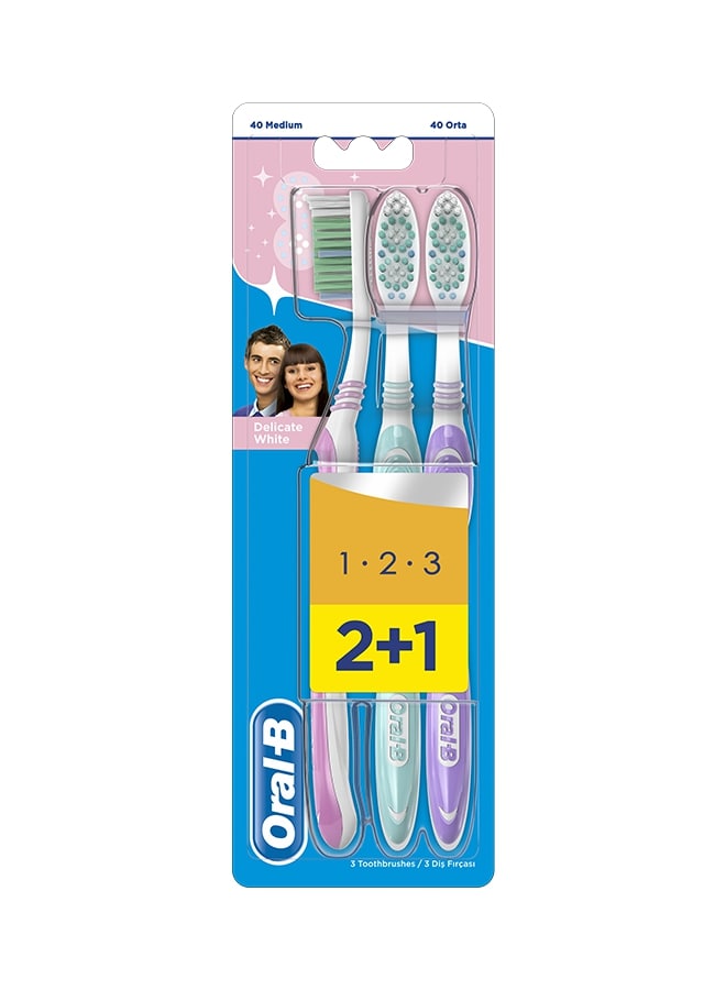 Oral-B Oral-B 3-Effects Delicate White Toothbrush Medium 3 Pack  - Image 1