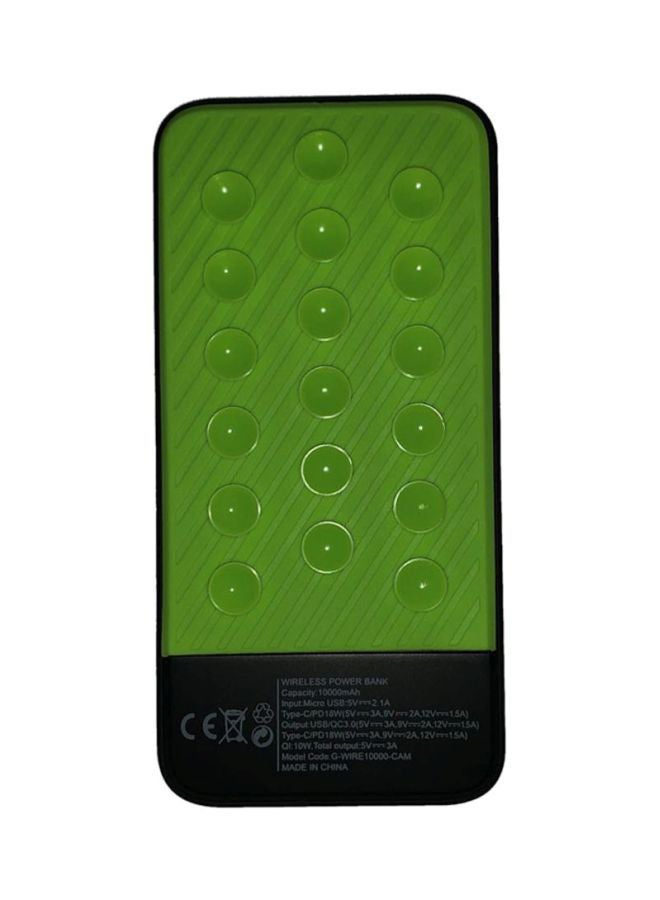 10000 mAh LUX Wireless QI Power Bank Type C 18 watt Black/Green 