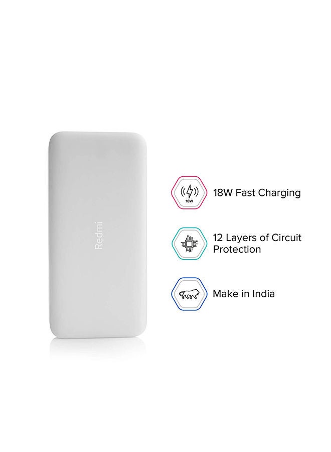 Xiaomi - 20000mAh Redmi Portable Fast charge Power Bank White - Image 1