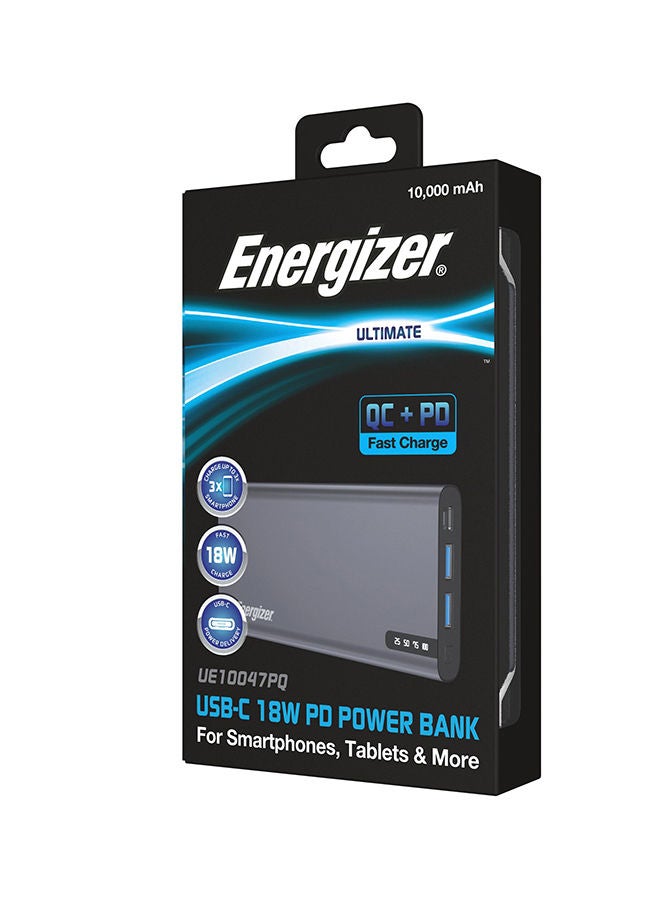 Energizer 10000.0 mAh Power Delivery And Quick Charging Power Bank with Dual USB-A Outputs/ USB-C Out/In Port, 18 W Smart USB-C Fast Charging for Android Devices with powerSafe Management Grey  - Image 4