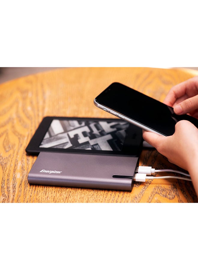 إنرجايزر - باور بنك لإمداد الطاقة والشحن السريع مزود بمخرجي USB-A ومخرج USB-C ومنفذ In وشحن سريع ذكي USB-C بقدرة 18 وات لأجهزة أندرويد مع إدارة باور سيف 10000.0 mAh رمادي - Image 1